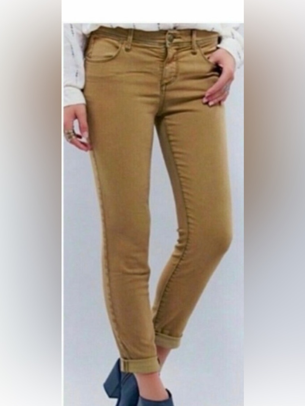 Free People High-Rise Skinny Pants in Camel Tan